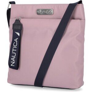 Women's Lilac Rose Nylon Crossbody Bag Purse with Adjustable Shoulder Strap